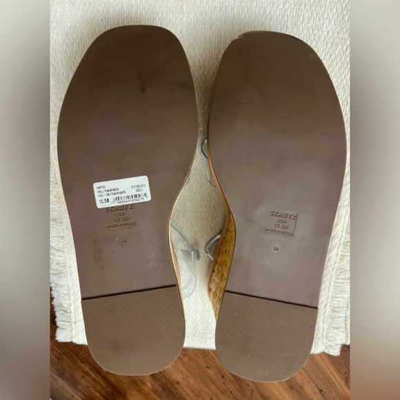 Schutz Caryne Platform Wedge Sandals Size 10.5 B Transparent Strap Boho Chic EUC - Picture 8 of 10